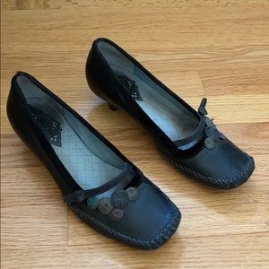 Embroidered Leather Heels